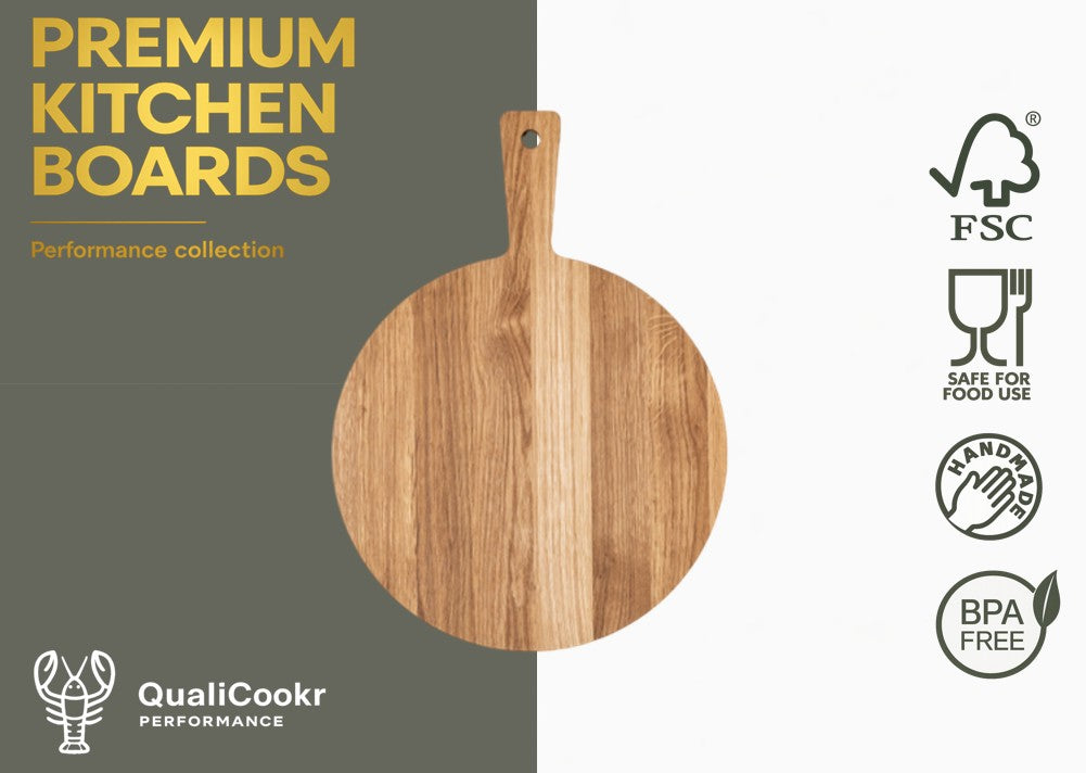 Eiken Serveerboard met handel rond 395x290x20MM | Borrelplank