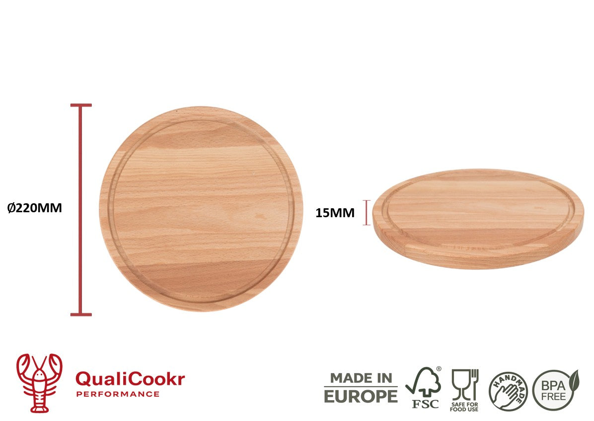 Beukenhout Serveerboard rond ∅220x15MM | Borrelplank