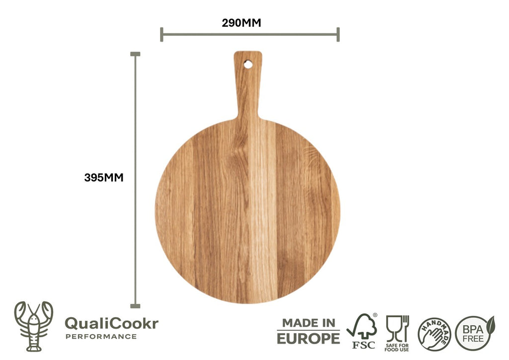 Eiken Serveerboard met handel rond 395x290x20MM | Borrelplank