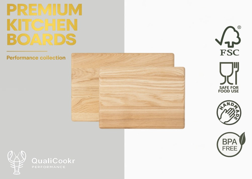 QualiCookr | Eiken Serveerboard Set (2pcs)  (excl. houder)| Borrelplank