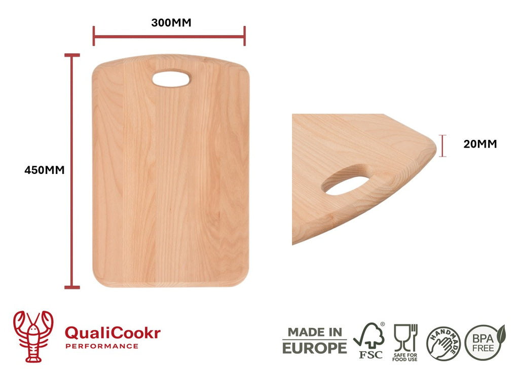 Beukenhout Serveerboard met inkeping 450x300x20MM | Borrelplank