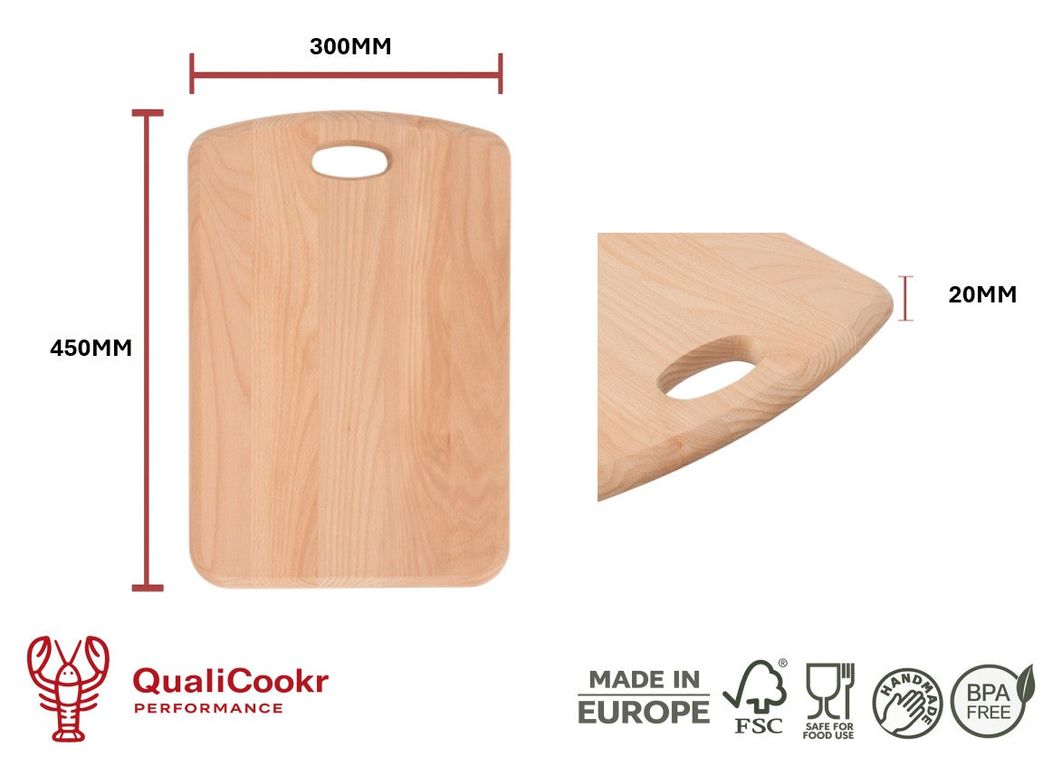 Beukenhout Serveerboard met inkeping 450x300x20MM | Borrelplank