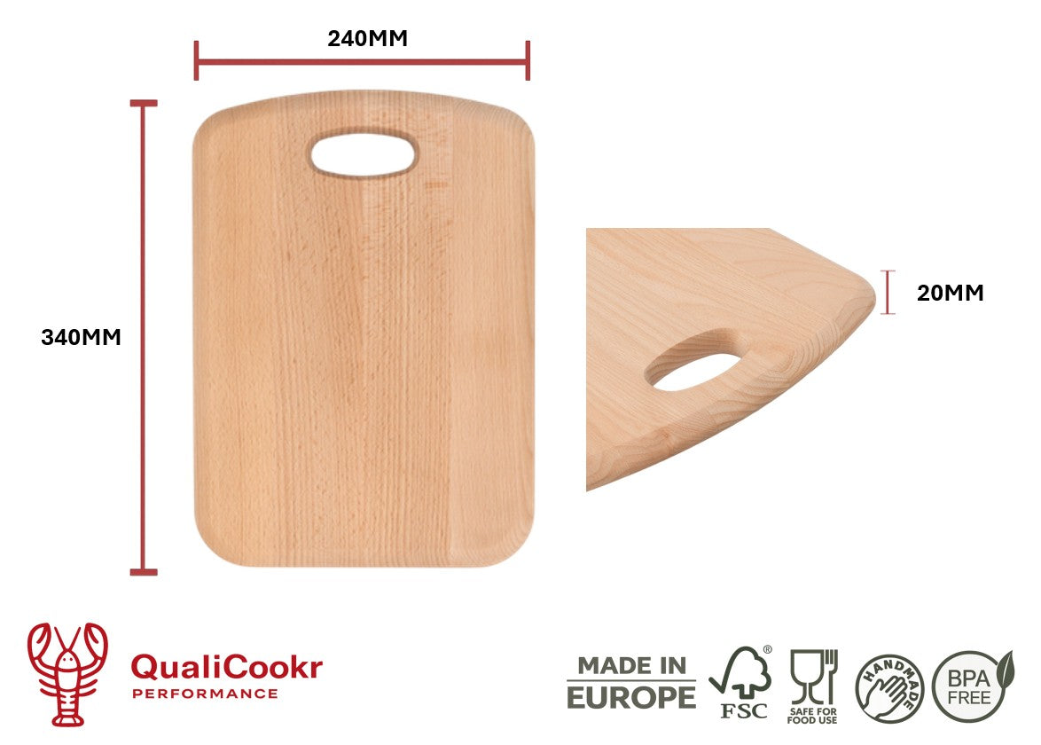 Beukenhout Serveerboard met inkeping 340x240x20MM | Borrelplank