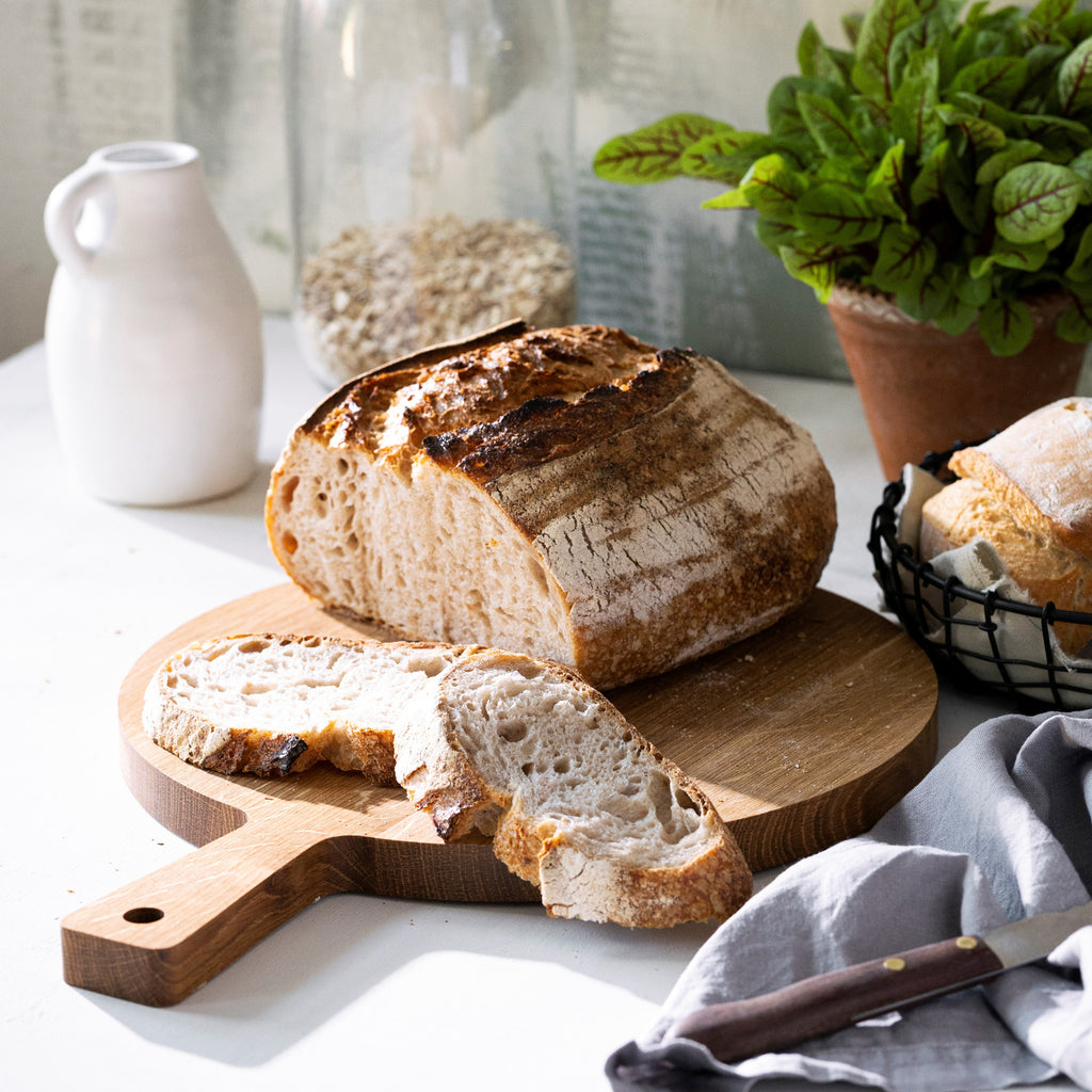 Eiken Serveerboard met handel rond 395x290x20MM | Borrelplank